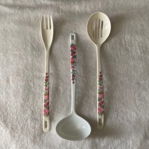 3 piece floral serving utensils